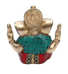 Brass Ganesha Statue Small Ganesh Idol Ganpati Murti Showpiece Hindu God.