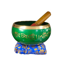 Handmade Brass Singing Bowl Tibetan Buddhist Prayer Instruments With Wooden Stick & Cushion For Meditation Bowl Music Therapy Musical Instruments (Blue).