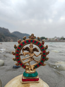 Natraj Brass Statue Idol murti of Lord Shiva Dancing Natraj,Brass Handcrafted Decorative Sculpture | (L X B X H - 5.5 X 1.5 X 6.5) Inches, Weight 400 GMS