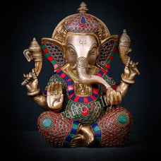 Spiritual Brass Ganesha Statue, 21 CM Ganesha statue in Brass, Ganesha for new Beginning, Home, Decor, Temple, Corner, Entrance, office, Best Gifts.