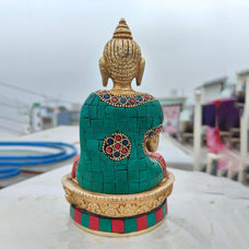 Buddha Vitarka Statue Multicolor Sculpture Idol for Home Decor Vastu Feng Shui Religious Gift Good Luck Idol Table Showpiece 7 Inches.