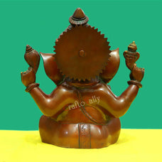 Brass Ganesha statue, 33CM Ganpati Idol, Elephant God, Ganesh Figurine