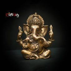 Brass Ganesha statue, 15 CM Ganesh Idol, Ganesha Figurine, Elephant head God, Antique Ganesha For Home, Decor, Temple, Pooja, Gifts..