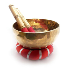 Tibetan Buddhist Singing Bowl inches Meditation Bowl with Stick and Cushion.