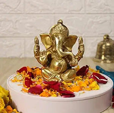 Lord Ganesha Ganpati Religious Statue Idol Ganesh Murti Home Decor for Puja Size - Height 4.5 Inches..