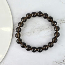 Natural Certified Smoky Quartz Bracelet Round Beads Crystal Stone Bracelet for Reiki Healing and Crystal Healing Stones.