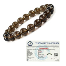 Natural Certified Smoky Quartz Bracelet Round Beads Crystal Stone Bracelet for Reiki Healing and Crystal Healing Stones.