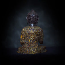 Large Antique Brass Buddha Statue - Handcrafted Meditation Idol for Home Decor and Spiritual Gifts Vedaayu.