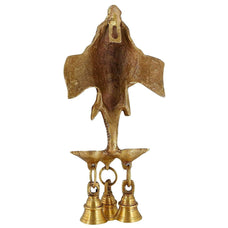 Brass Ganesha Wall Hanging Diya with Bells for Home Decor, Brass Hanging Diyas Oil Lamp, Diwali Gifts, Diyas for Diwali, Ghanti for Pooja.