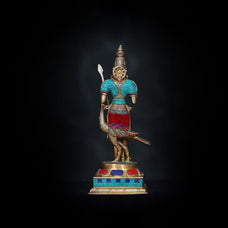 Kartikeya Statue Brass Karthikeyan Idol Lord Murugan Swamy Figurine Hindu God Kartikey Sculpture With Peacock Temple Home Gift.