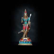 Kartikeya Statue Brass Karthikeyan Idol Lord Murugan Swamy Figurine Hindu God Kartikey Sculpture With Peacock Temple Home Gift.