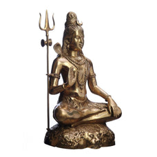 Brass Shiva Statue, Adiyogi Shiva 58 CM Hindu God Shiva Idol Large Size Shiv statue Mahadev For Temple Pooja Corner Home Garden office Gifts Vedaayu.