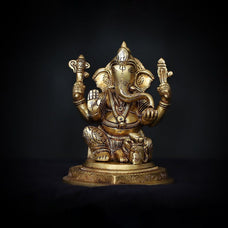 Ganesha Statue Brass Ganesh Idol, Ganesh Figurine, Hindu God Elephant Ganapati New Beginning,Home, Decor Temple Corner Entrance Gifts.