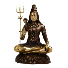 Large Shiva Idol, Brass Shiva Statue, Big Adiyogi Lingam Figurine, Lord Mahadev Sculpture, Divine Hindu God Birthday Home Decor Wedding Gift.